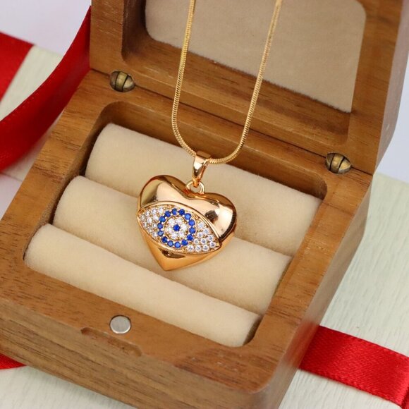 "Heart Shape Evil Eye Pendant in Rose Gold Finish, XPPT1576 - Picture 5 of 13